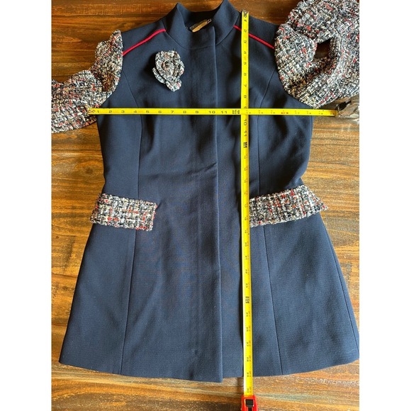 VCFANI Blazer Tweed Sleeve Navy UNIQUE Colorful Woman's Size 8 Career Vintage - Picture 10 of 11